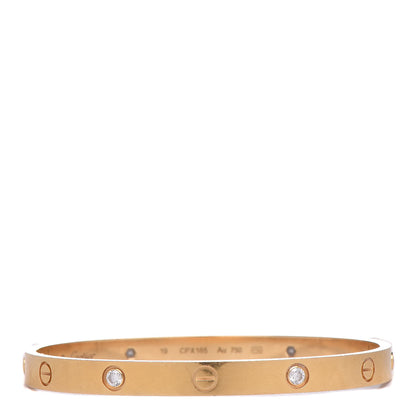 Cartier 18K Yellow Gold 4 Diamond LOVE Bracelet 19 1 of 6