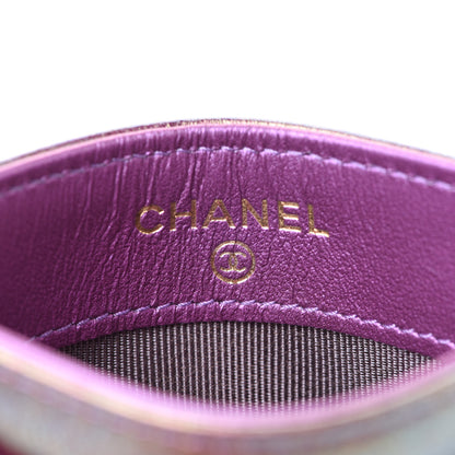 Chanel Iridescent Lambskin Quilted Card Holder Purple 6 of 9