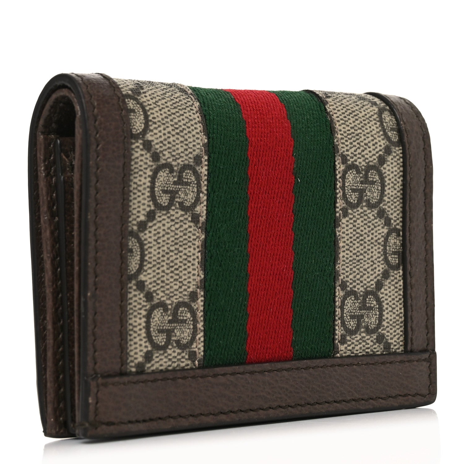 Gucci GG Supreme Monogram Web Ophidia Card Case Beige New Acero 3 of 7