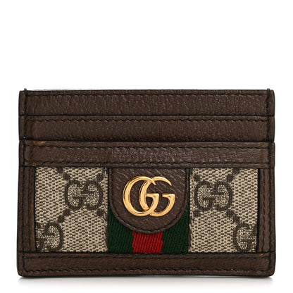 Gucci GG Supreme Monogram Textured Dollar Calfskin Ophidia Card Holder Beige Ebony New Acero 1 of 6