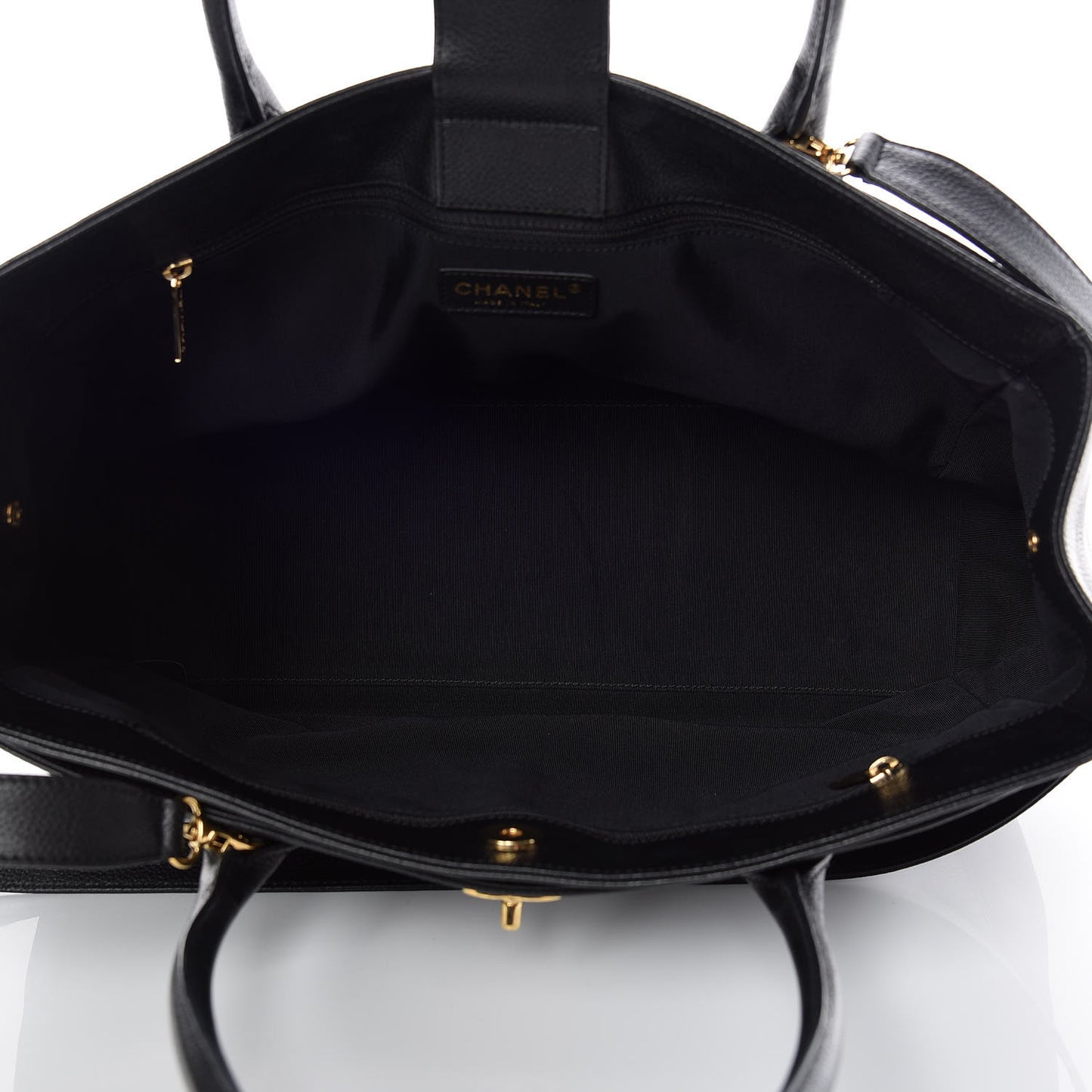 Calfskin Cerf Executive Shopper Tote Black