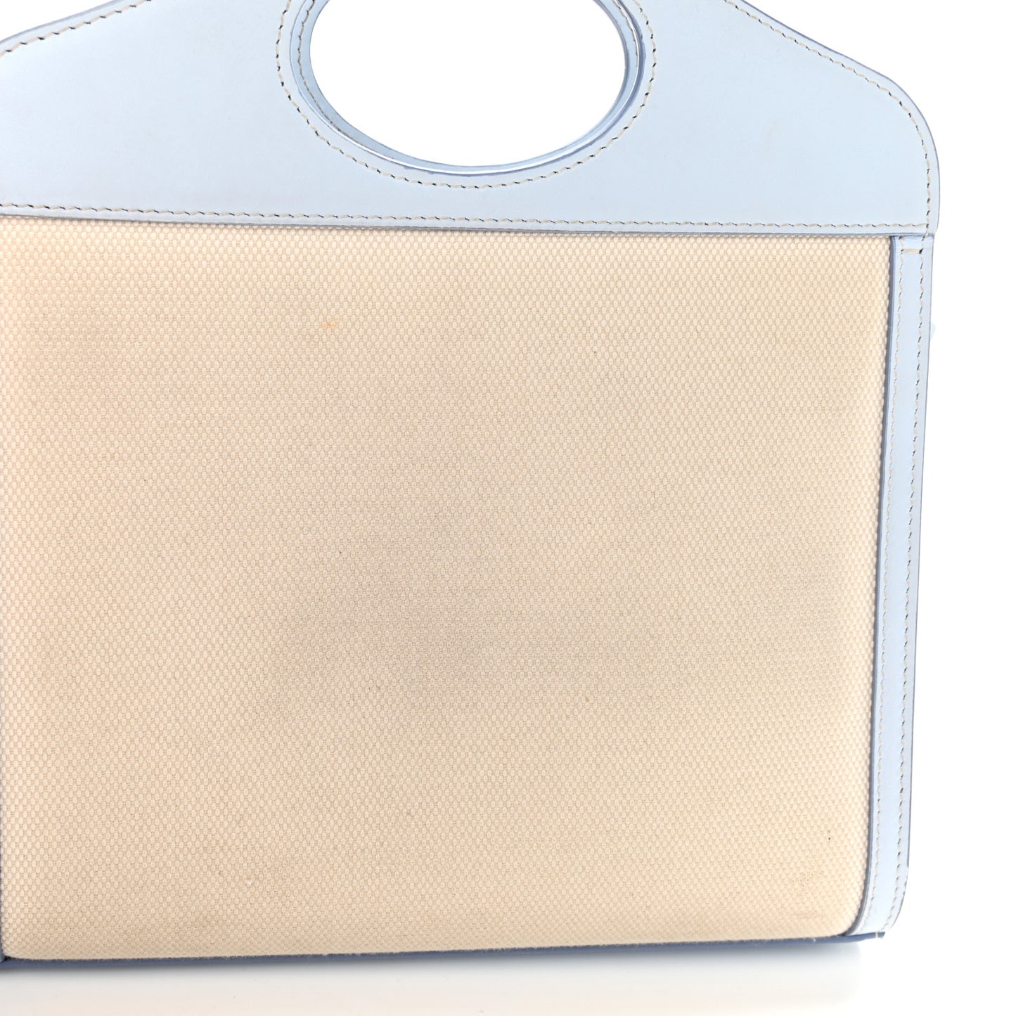 Canvas Smooth Calfskin Two Tone Mini Pocket Bag Natural Pale Blue