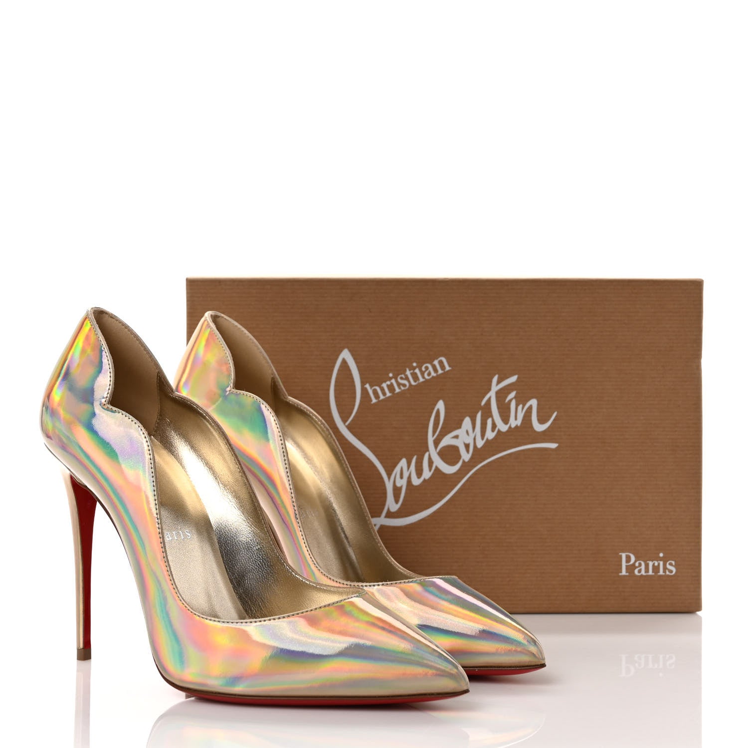 Christian Louboutin Metallic Patent Psychic Hot Chick 100 Pumps 38 Platine 8 of 8