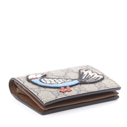 Gucci GG Supreme Monogram Bird Embroidered Card Case Beige 4 of 7