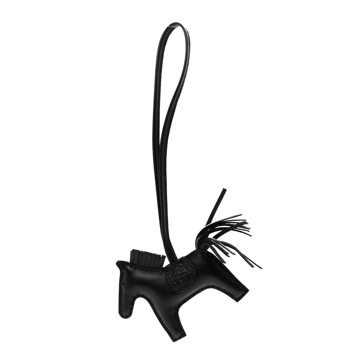 Milo Lambskin Matte Alligator Touch Grigri Rodeo Horse Bag Charm PM So Black