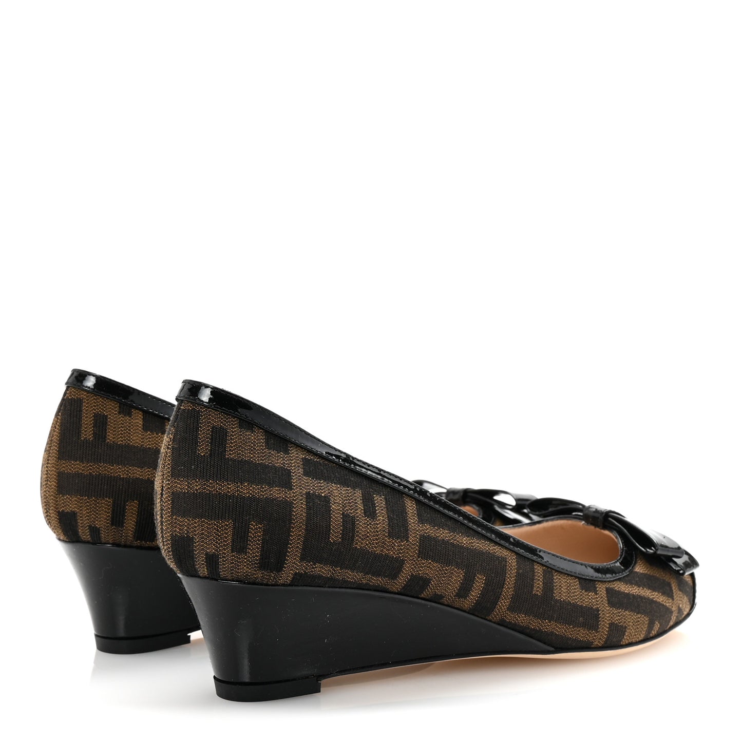 Zucca Vernice Zeppa Wedge Pumps 38 Tobacco Black