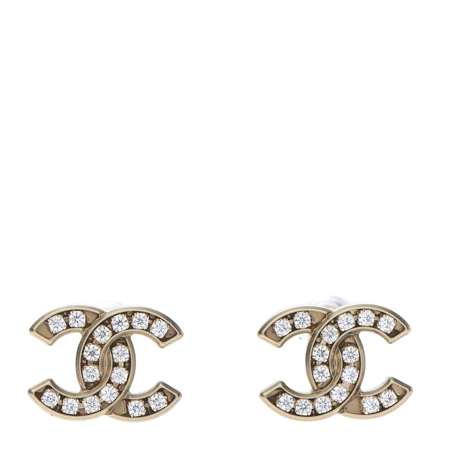 Chanel Crystal CC Earrings Gold 1 of 5