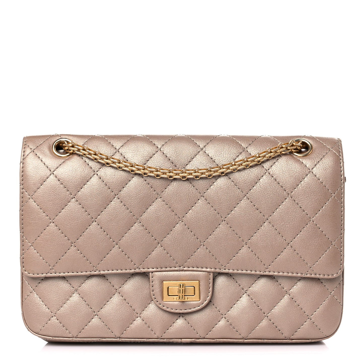 Metallic Calfskin Quilted 2.55 Reissue 226 Flap Dark Gold