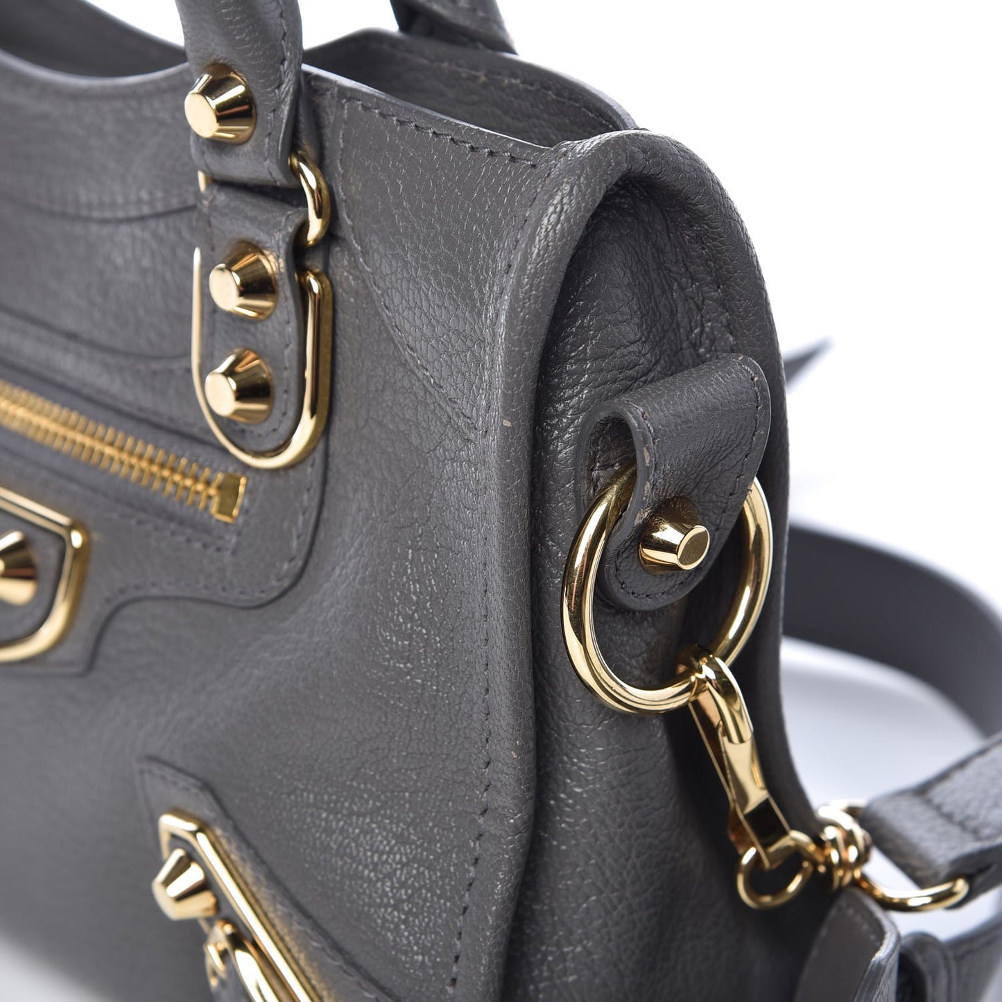 Chevre Gold Metallic Edge Hardware Mini City Gris Acier