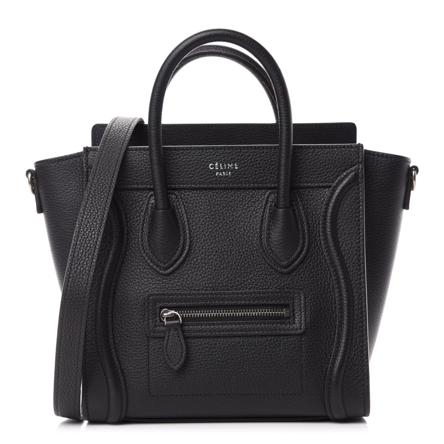 Celine Drummed Calfskin Nano Luggage Black 1 of 9