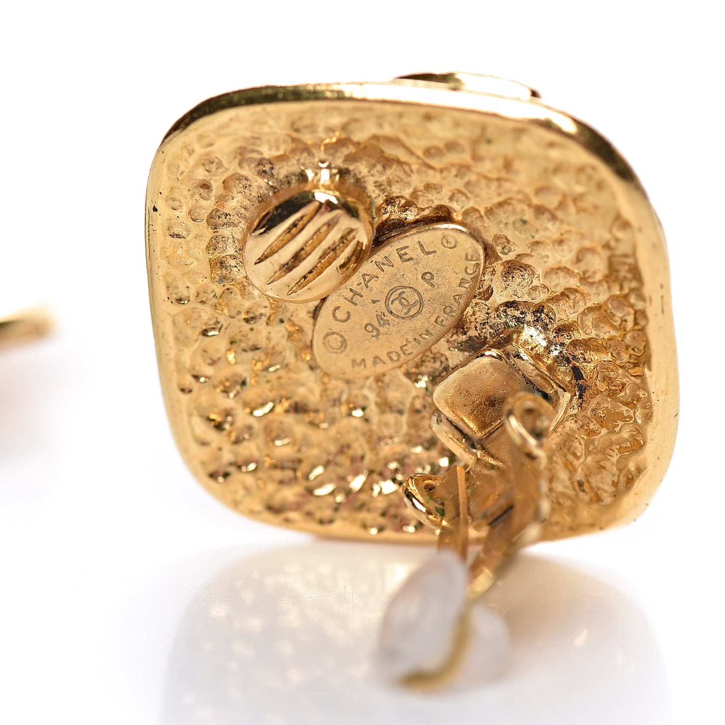 CC Square Clip On Earrings Gold