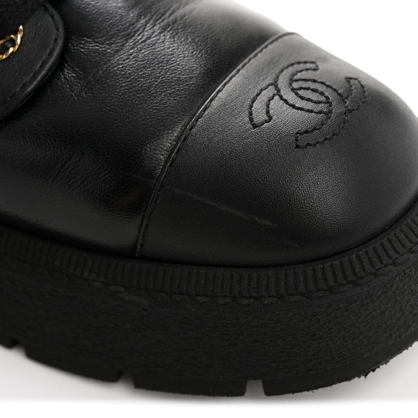 Lambskin Calfskin Quilted Lace Up Combat Boots 38 Black