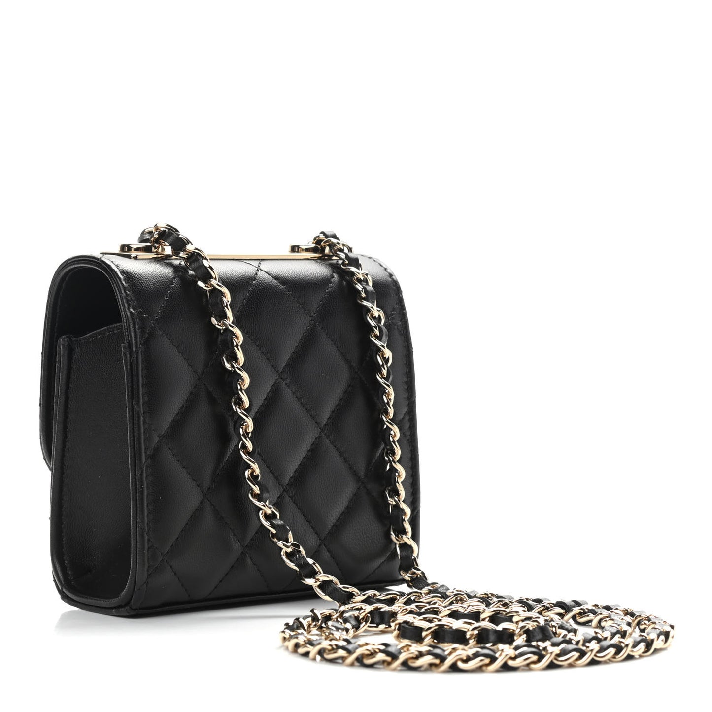 Lambskin Quilted Mini Trendy CC Chain Wallet Black