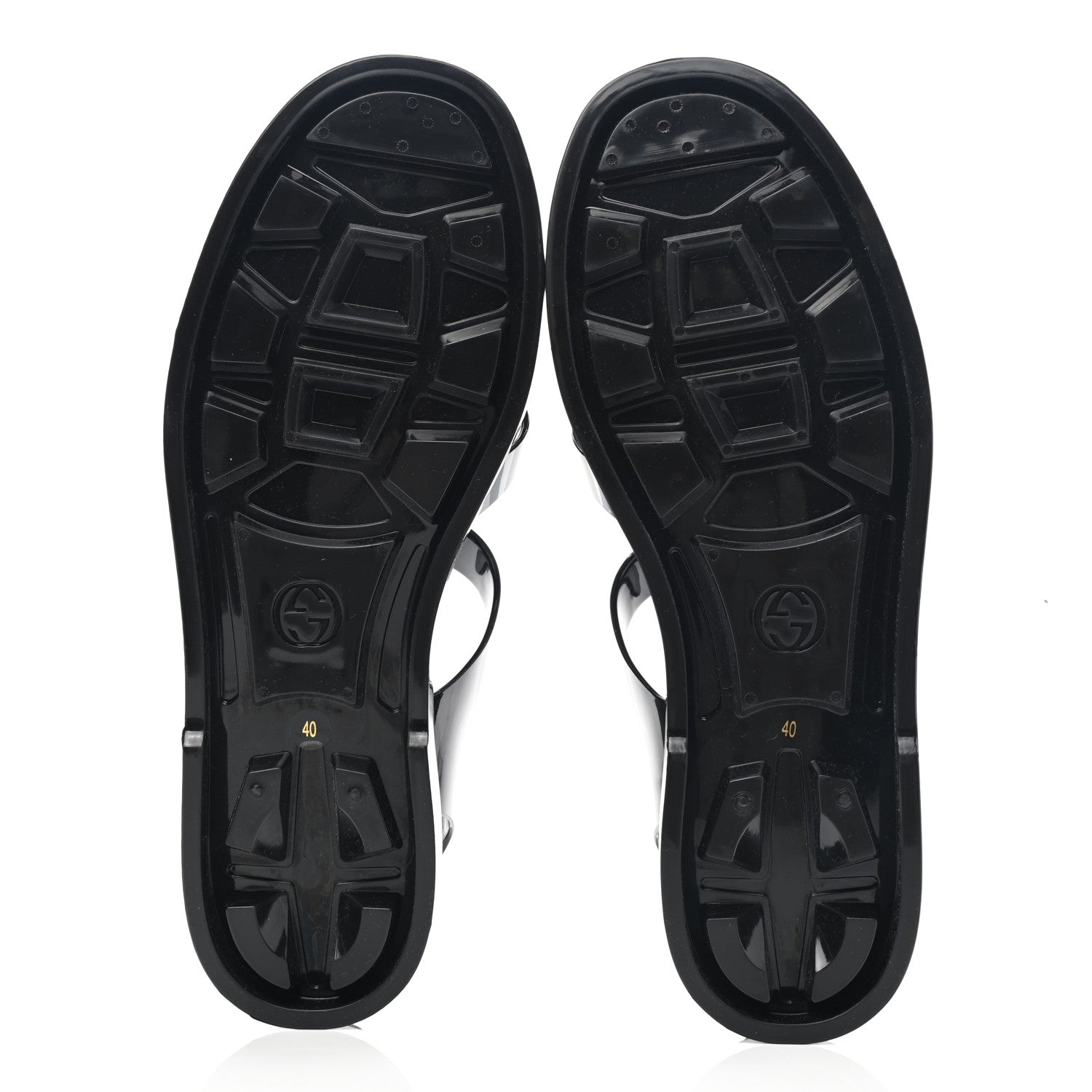 Gucci Shiny Rubber Double G Buckle Strap Sandals 40 Black 9 of 16