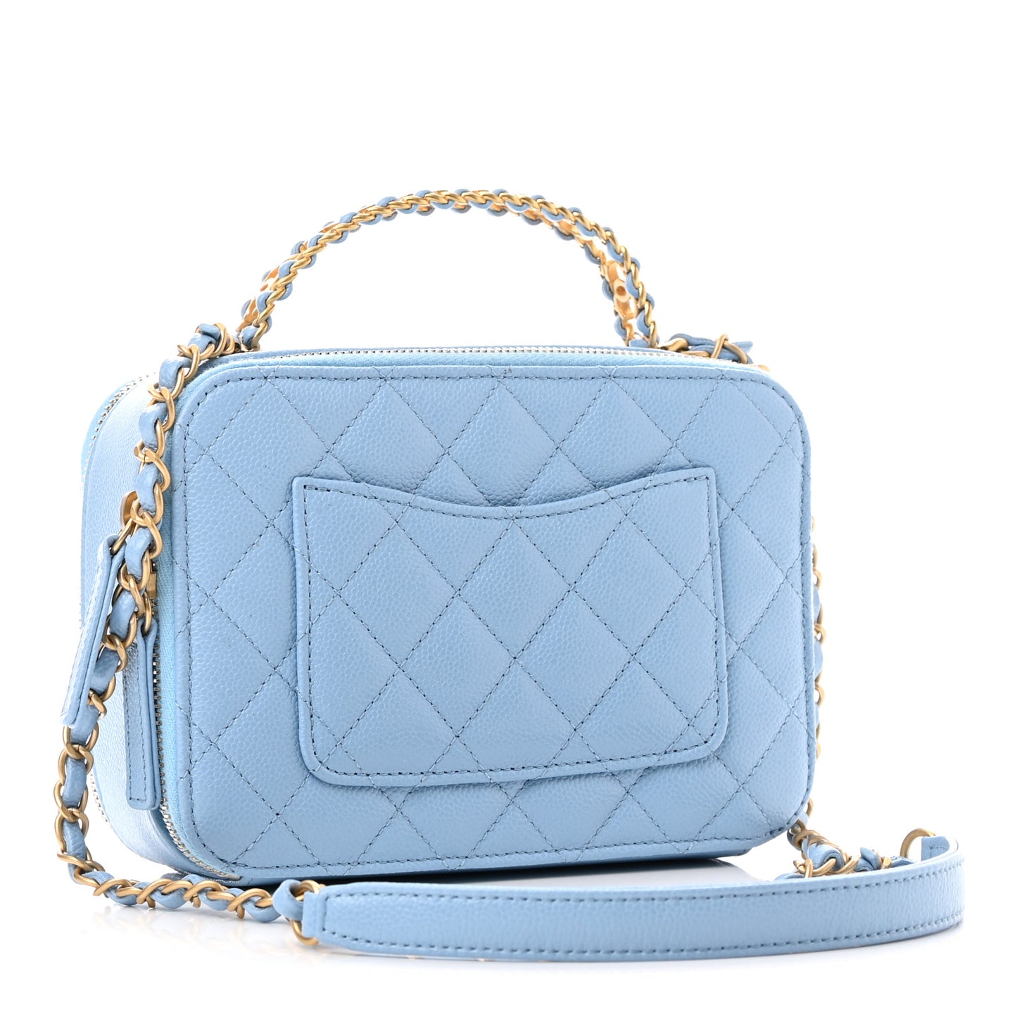 Caviar Quilted Small Pick Me Up Vanity Case Light Blue