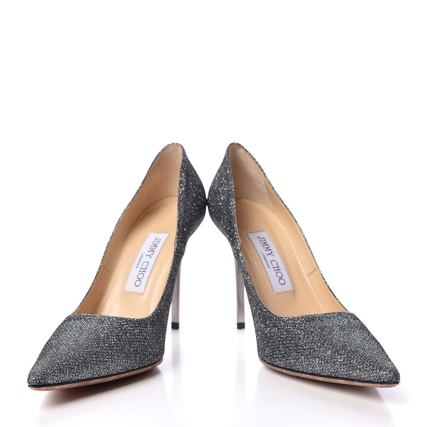 Jimmy Choo Glitter Pointy Toe Romy 100 Pumps 36.5 Anthracite 5 of 12