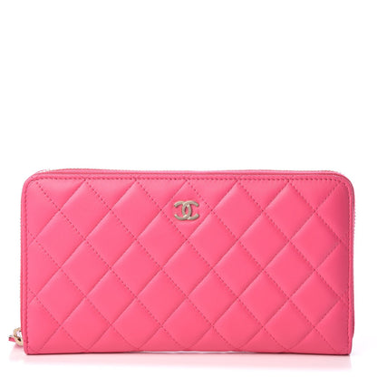 Chanel Lambskin Quilted Large Zip Around Organizer Wallet Fuchsia 1 of 8