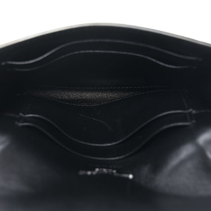 Saint Laurent Calfskin Lambskin Snakeskin Embossed Small Monogram Envelope Wallet Black White 5 of 6