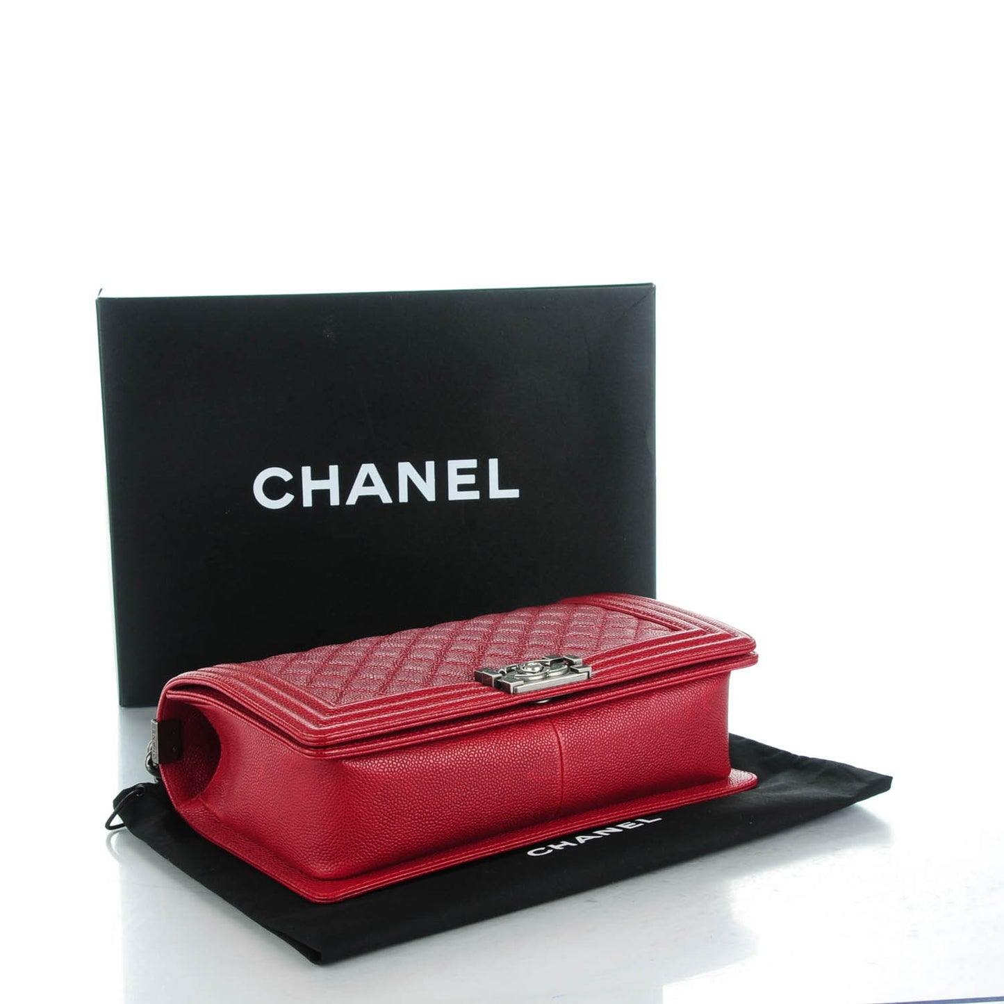 Caviar Quilted New Medium Boy Flap Dark Red