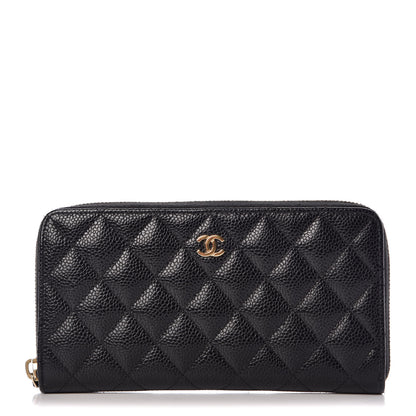 Chanel Caviar Quilted Large Gusset Zip Around Wallet Black 1 of 9
