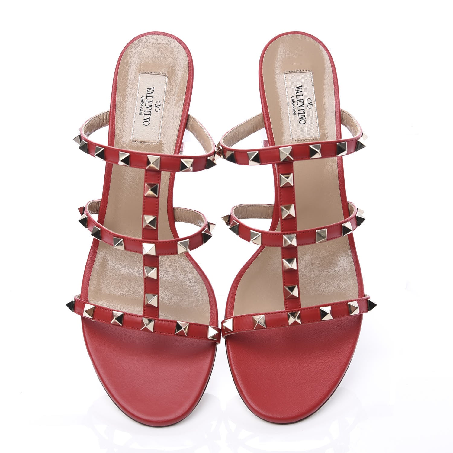 Valentino Garavani Calfskin Nappa Rockstud 60mm Caged Slide Sandals 41.5 Rouge Pur 5 of 10