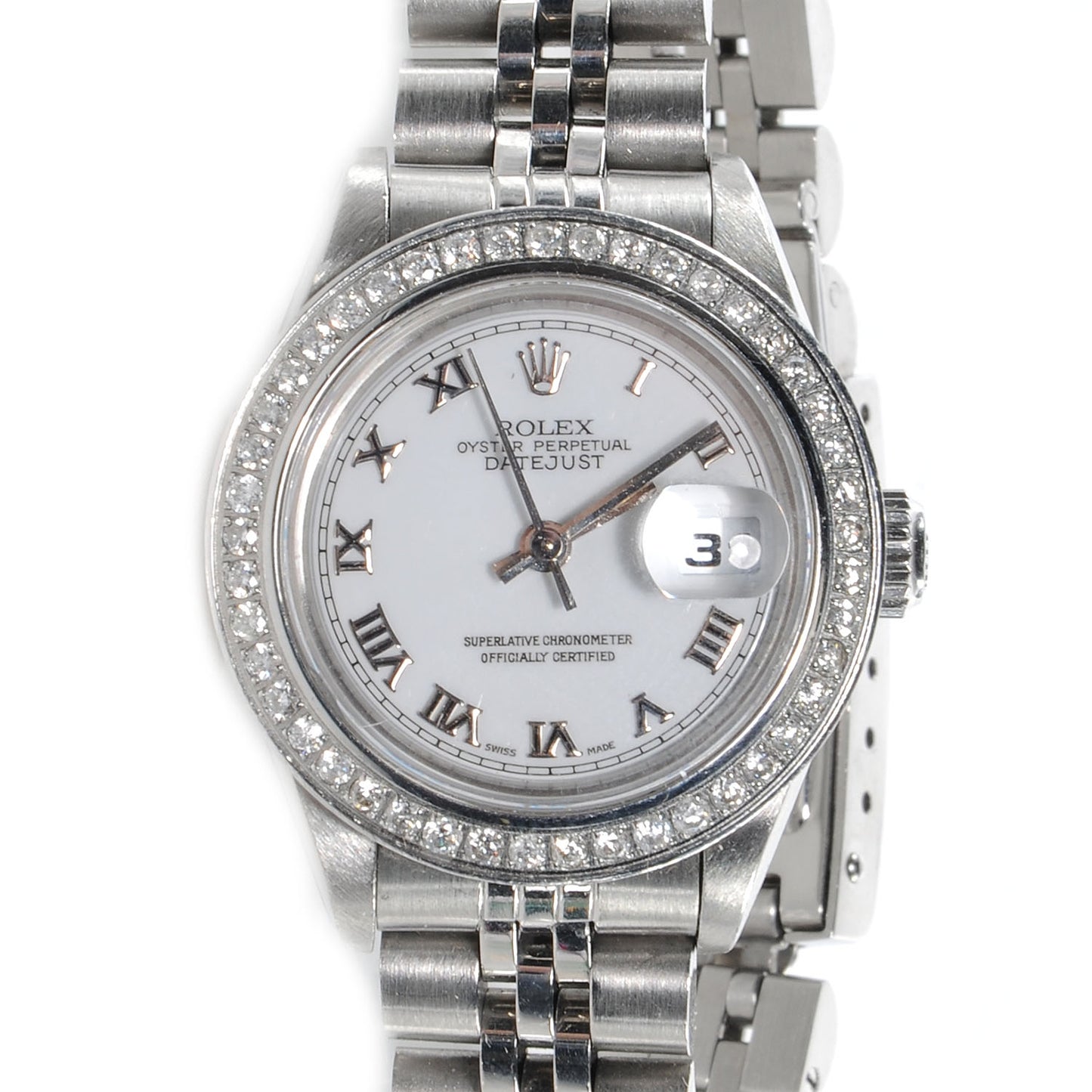 Stainless Steel Diamond 31mm Oyster Perpetual Datejust Watch White Roman 78240