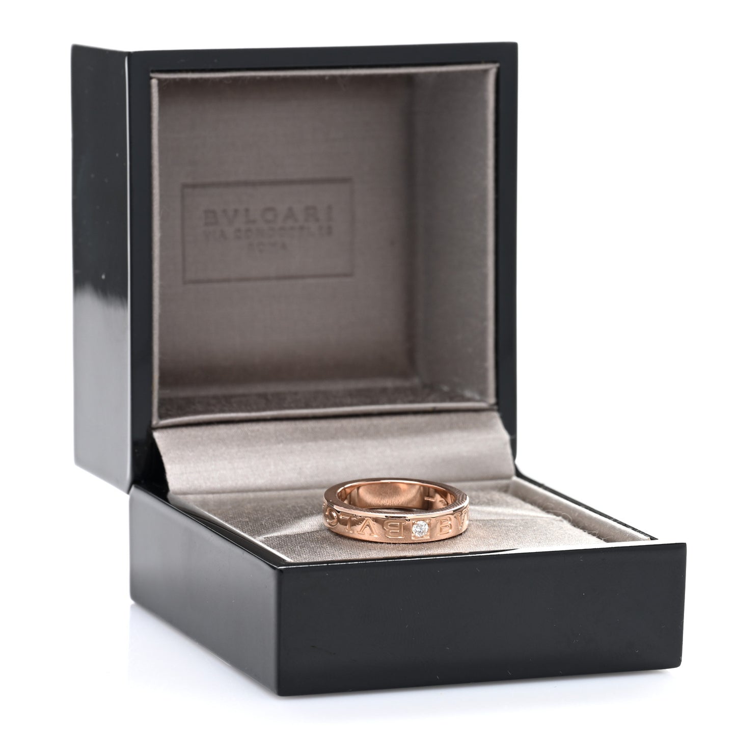 18K Rose Gold Diamond B.Zero1 Essential Band Ring 51 5.75