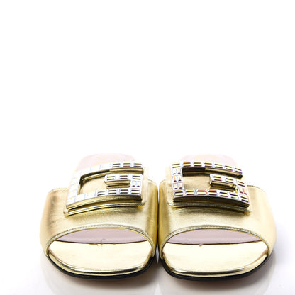 Gucci Metallic Nappa Crystal Square G Madelyn Slide Sandals 39.5 Gold 2 of 11