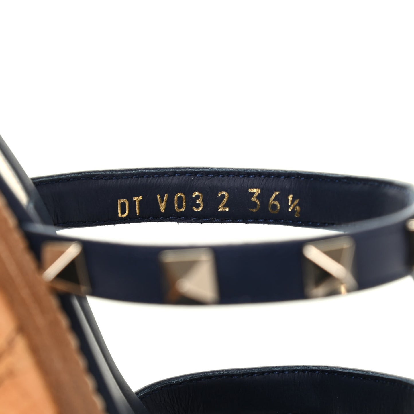 Calfskin Cork Rockstud Caged 30/50mm Platform Sandals 36.5 Marine