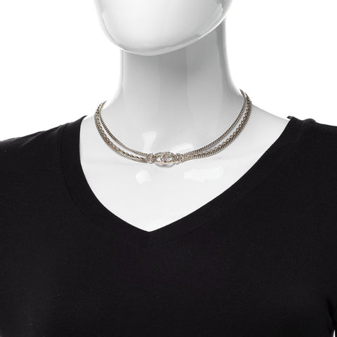 Crystal Chain Short Necklace Gold