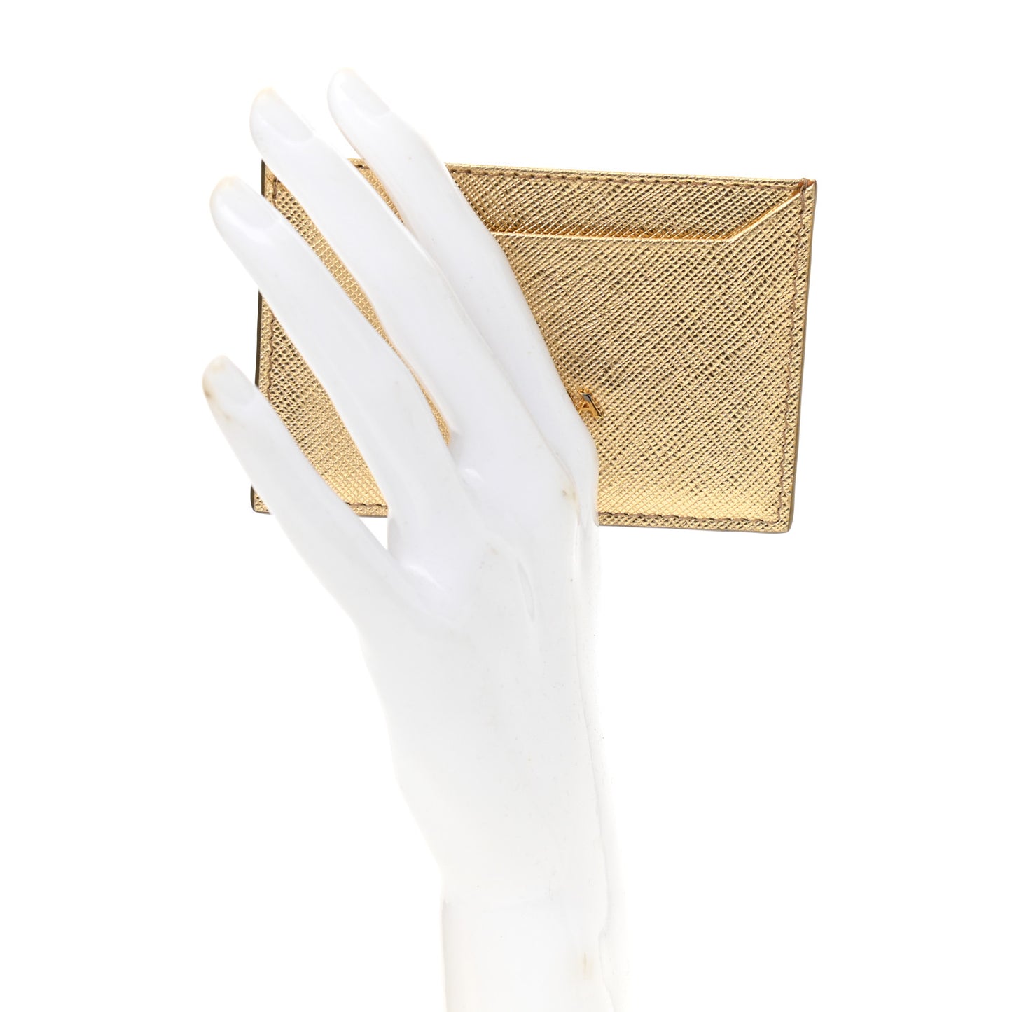 Saffiano Metal Card Case Gold