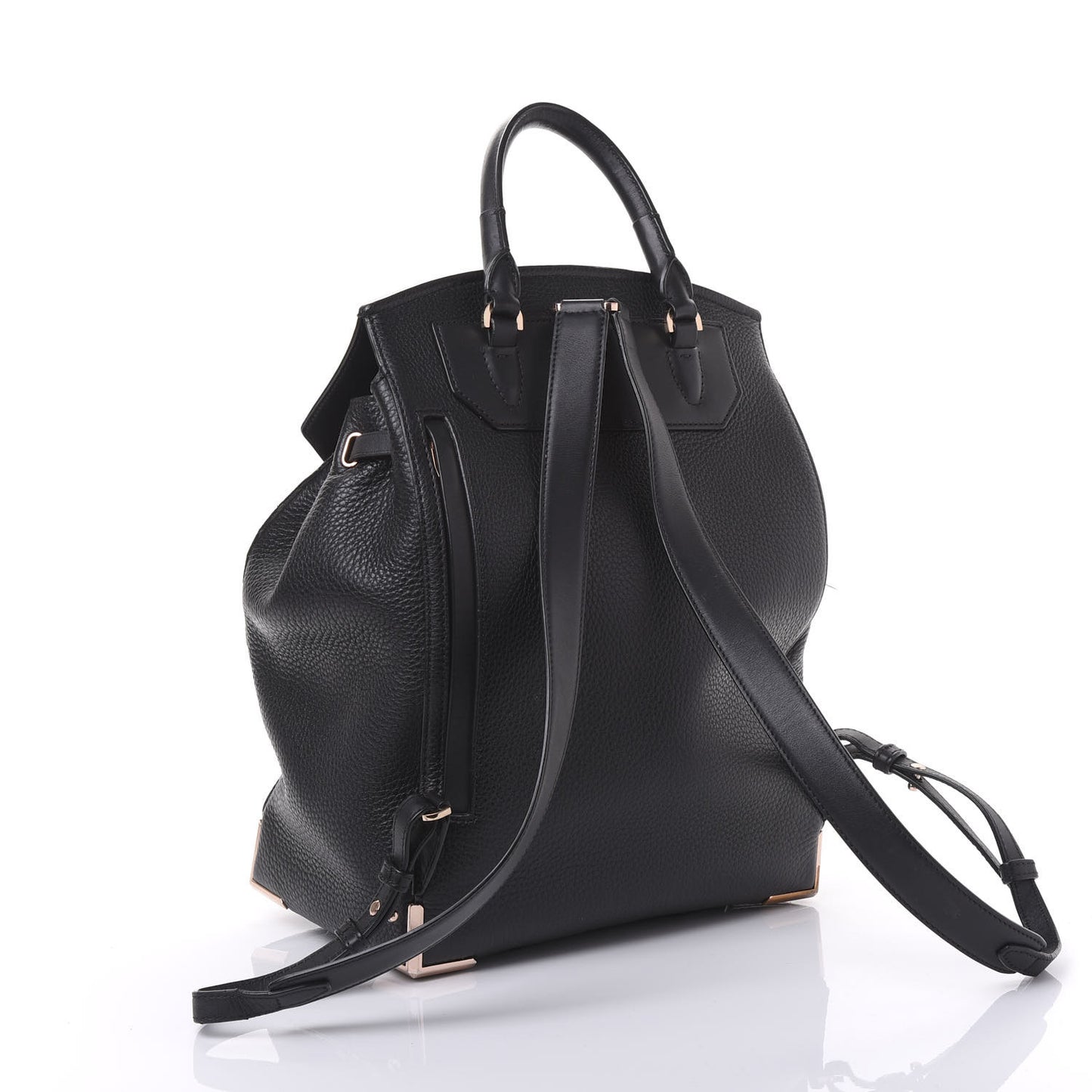 Pebbled Calfskin Prisma Skeletal Backpack Black Rose Gold Hardware