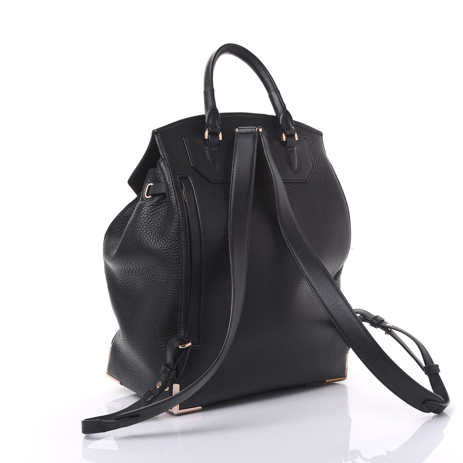 Alexander Wang Pebbled Calfskin Prisma Skeletal Backpack Black Rose Gold Hardware 2 of 11