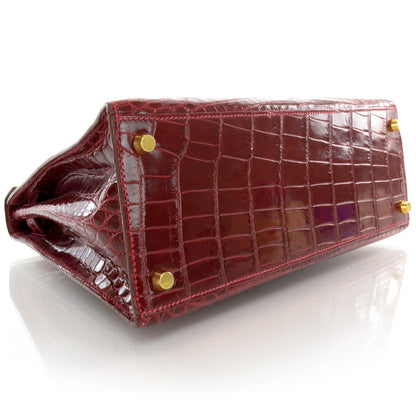 Hermes Shiny Niloticus Crocodile Kelly 28 Rouge H 5 of 10