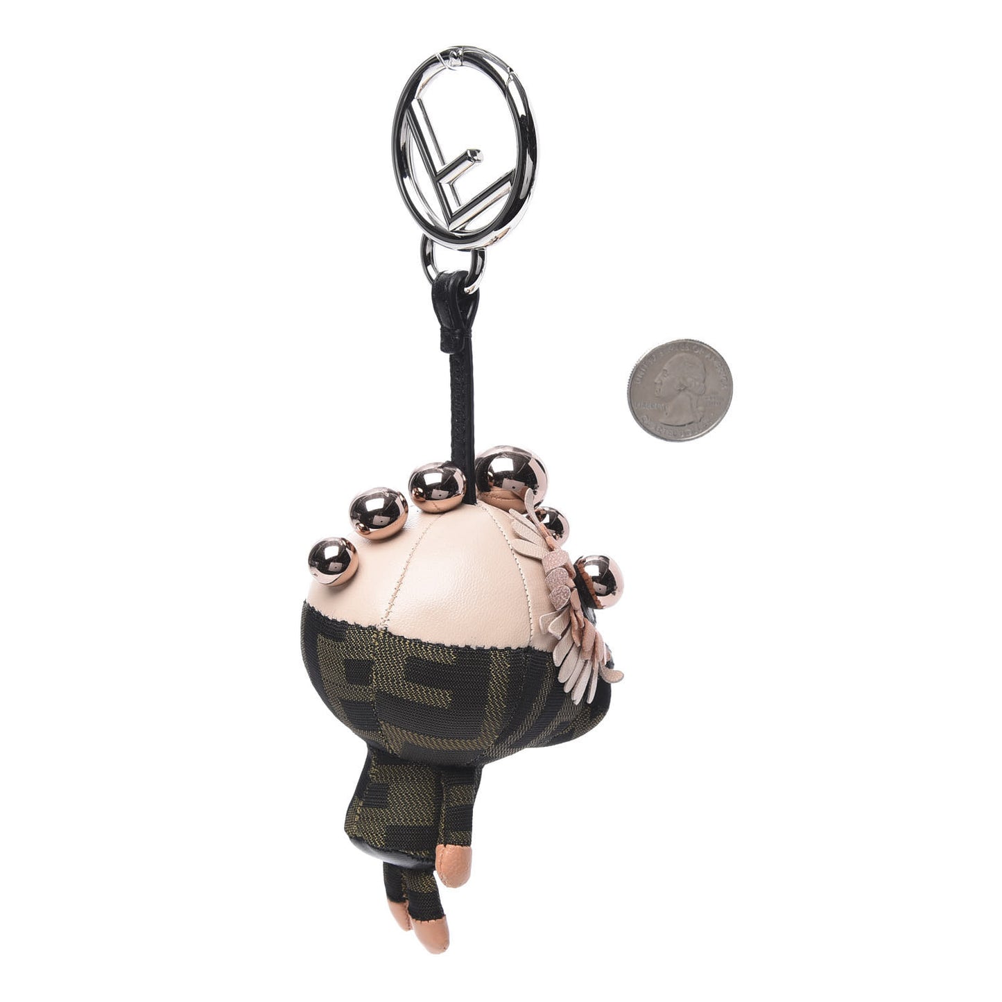 Shiny Nappa Zucca Pearl Fringe Space Monkey Bag Charm Plaster Albicocca Tobacco