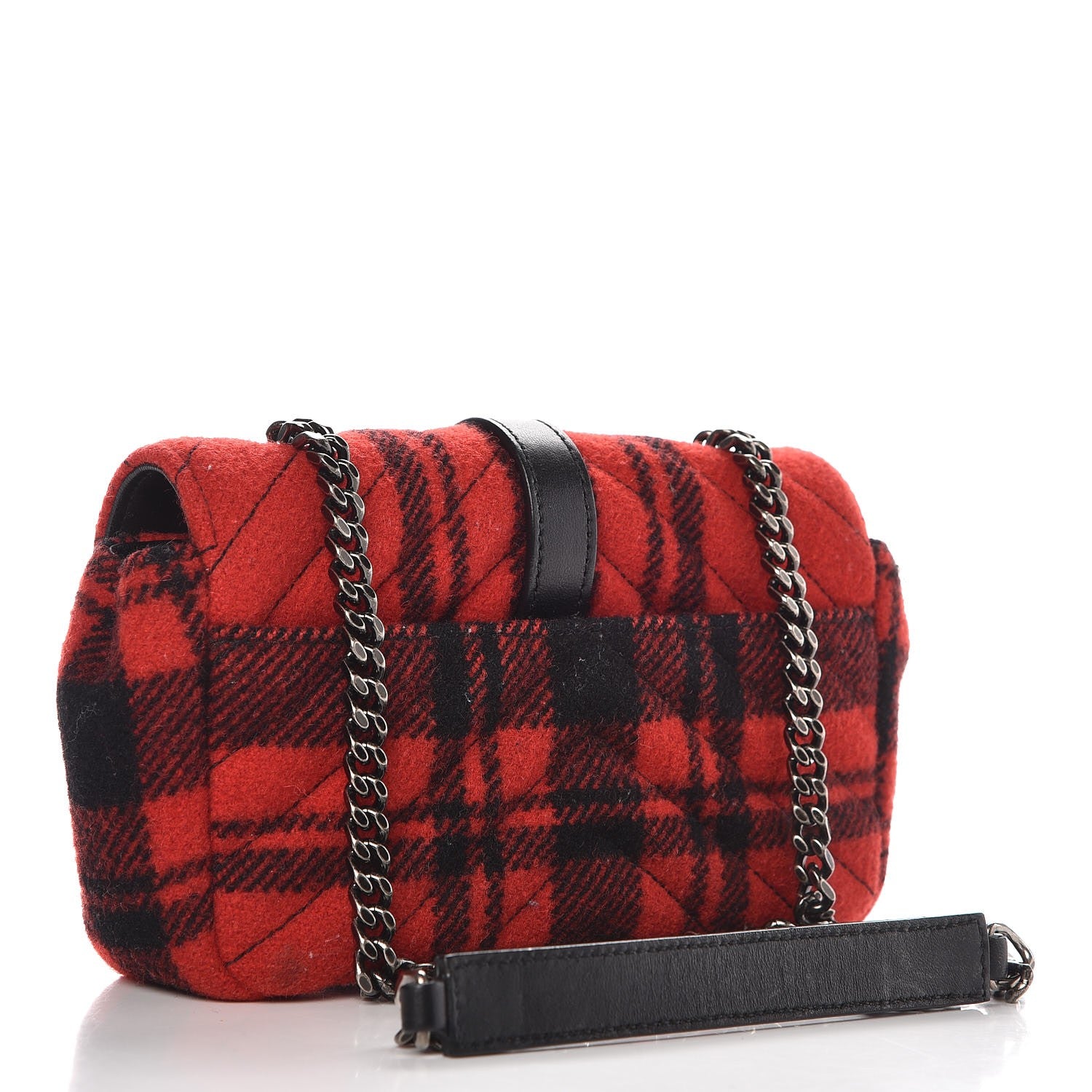 Saint Laurent Wool Matelasse Chevron Classic Monogram Baby Chain Bag Red Black 3 of 8