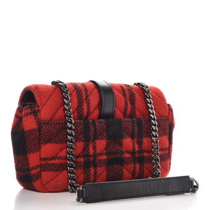 Saint Laurent Wool Matelasse Chevron Classic Monogram Baby Chain Bag Red Black 3 of 8