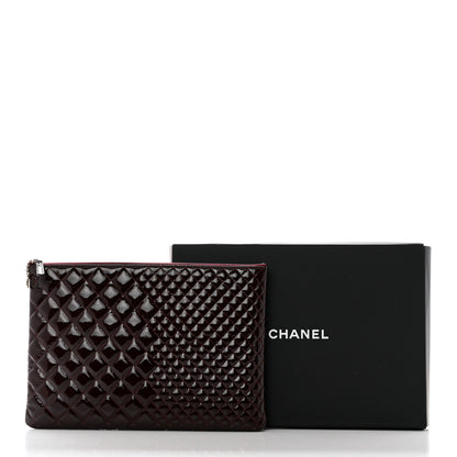 Chanel Patent Bi-Quilted Large Cosmetic Case Dark Red 8 of 8