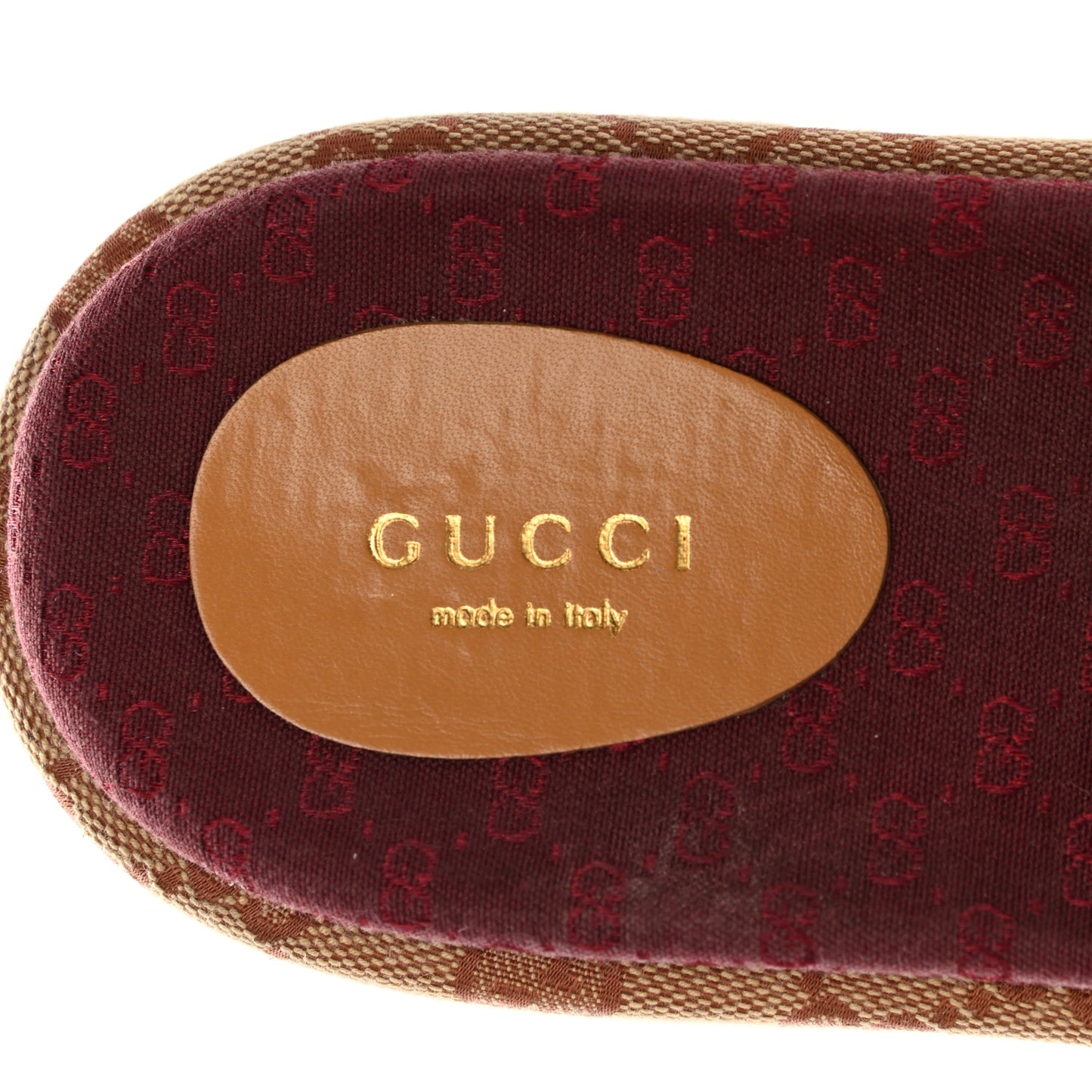 Canvas GG Monogram Angelina Platform Slide Sandals 39 Beige Ruggine