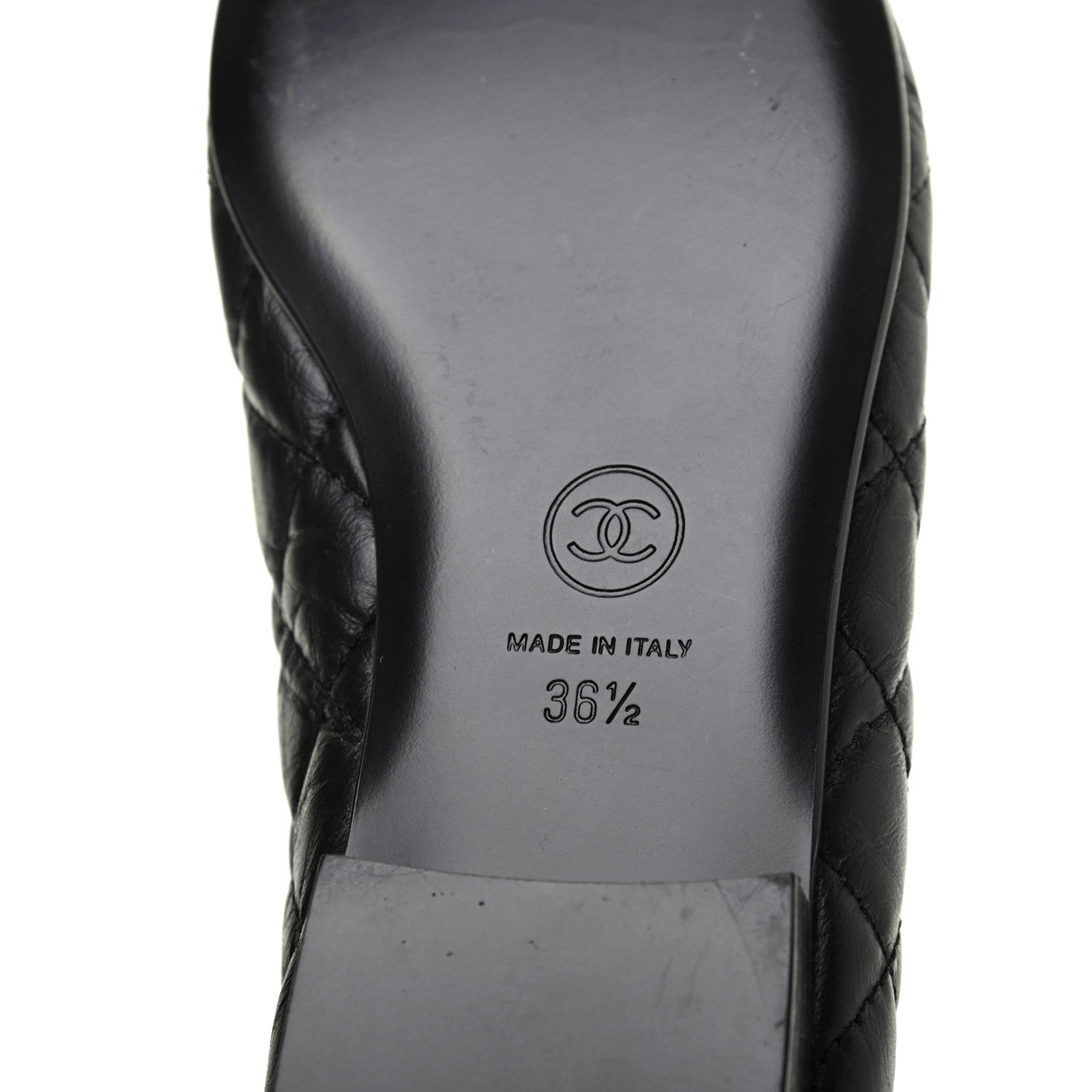 Chanel Aged Calfskin Quilted CC Cap Toe Ballerina Flats 36.5 Black 6 of 9