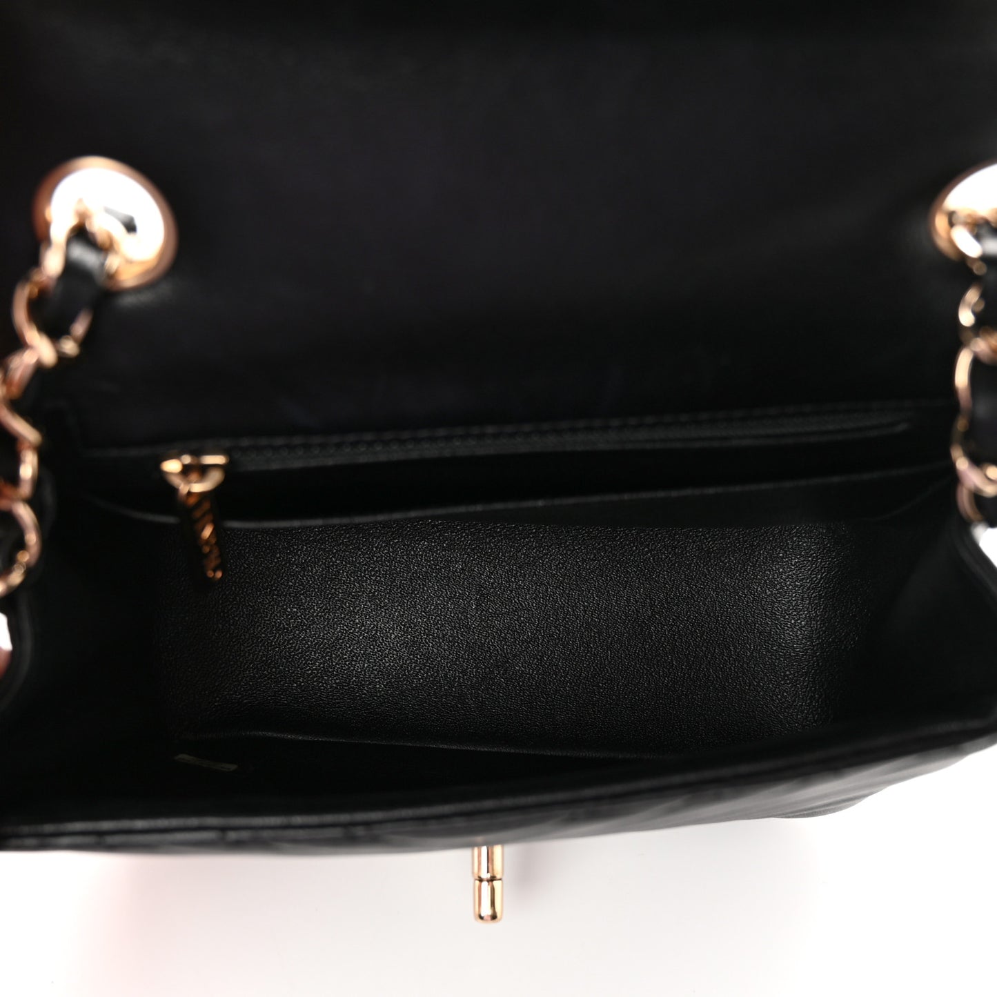 Lambskin Chevron Quilted Mini Square Flap Black