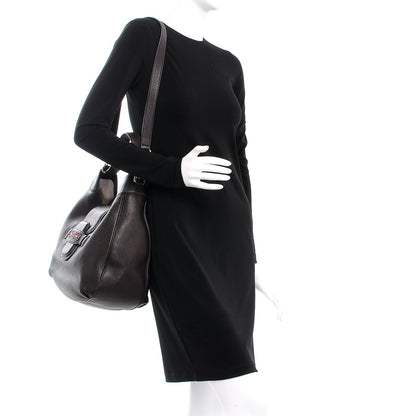 Gucci Calfskin Web Medium Dressage Hobo Coffee Brown 2 of 9