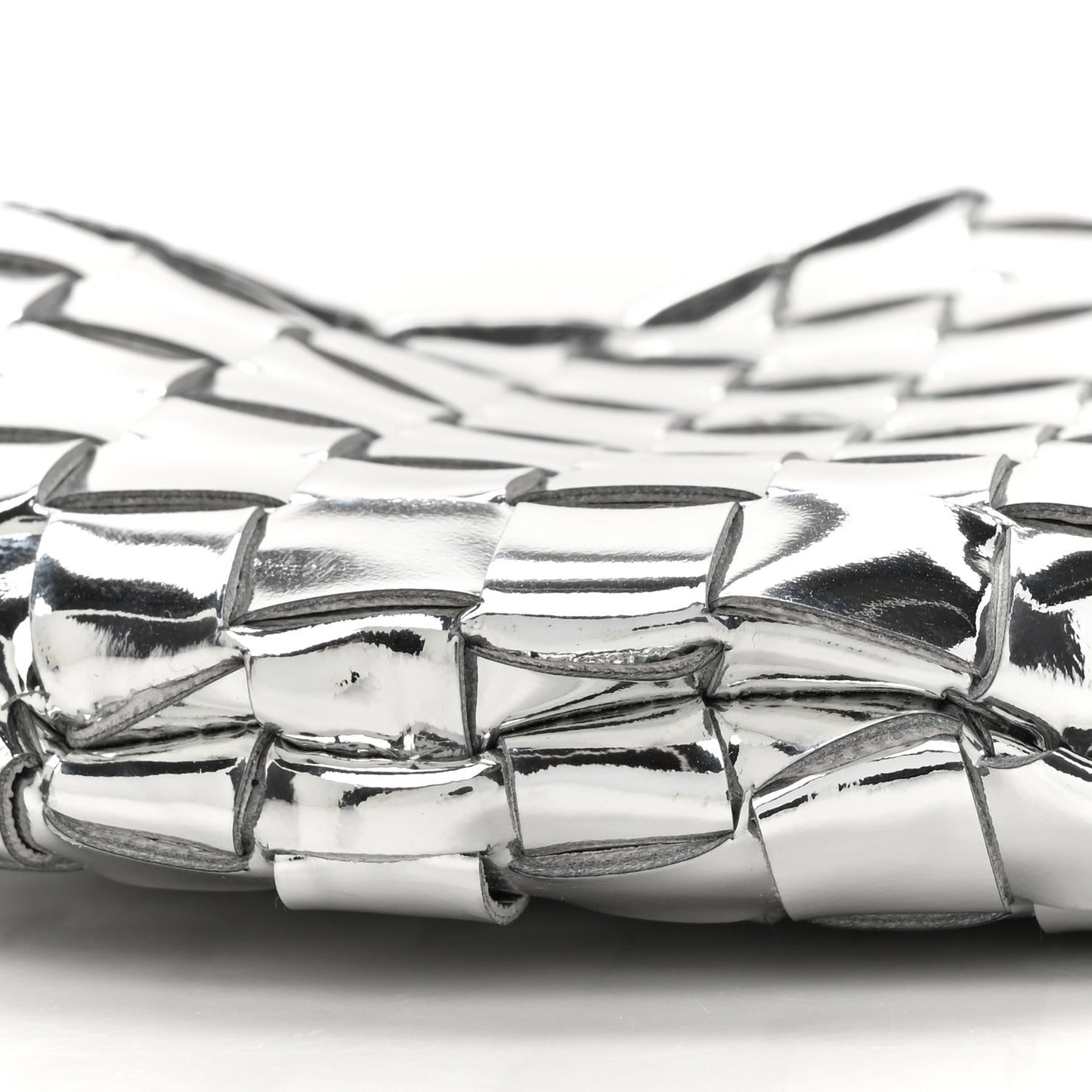 Mirror Laminated Nappa Intrecciato Mini Sardine Bag Silver