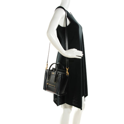 Celine Smooth Calfskin Multicolor Double Stitching Nano Luggage Black 2 of 7