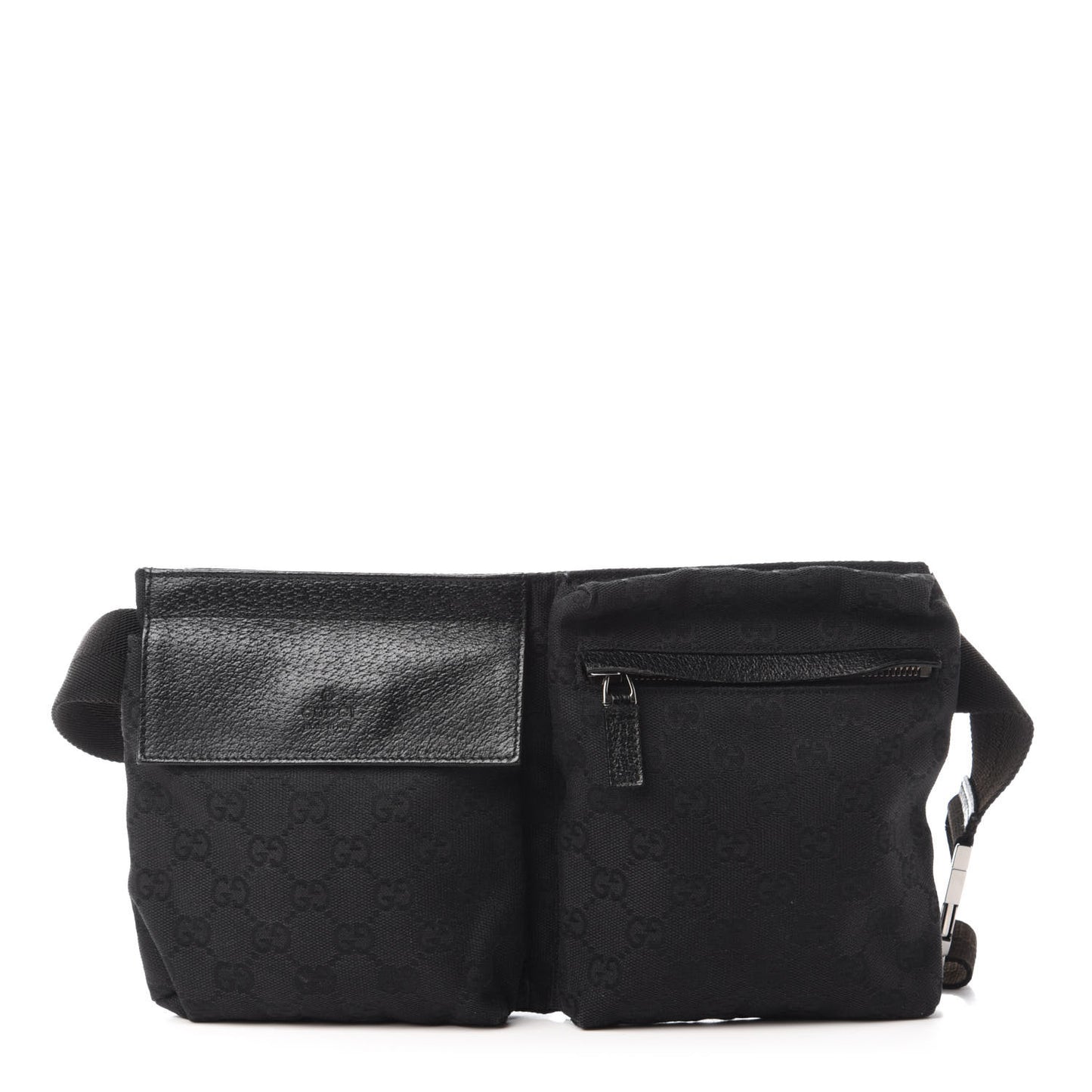 GG Monogram Double Pocket Belt Bag Black