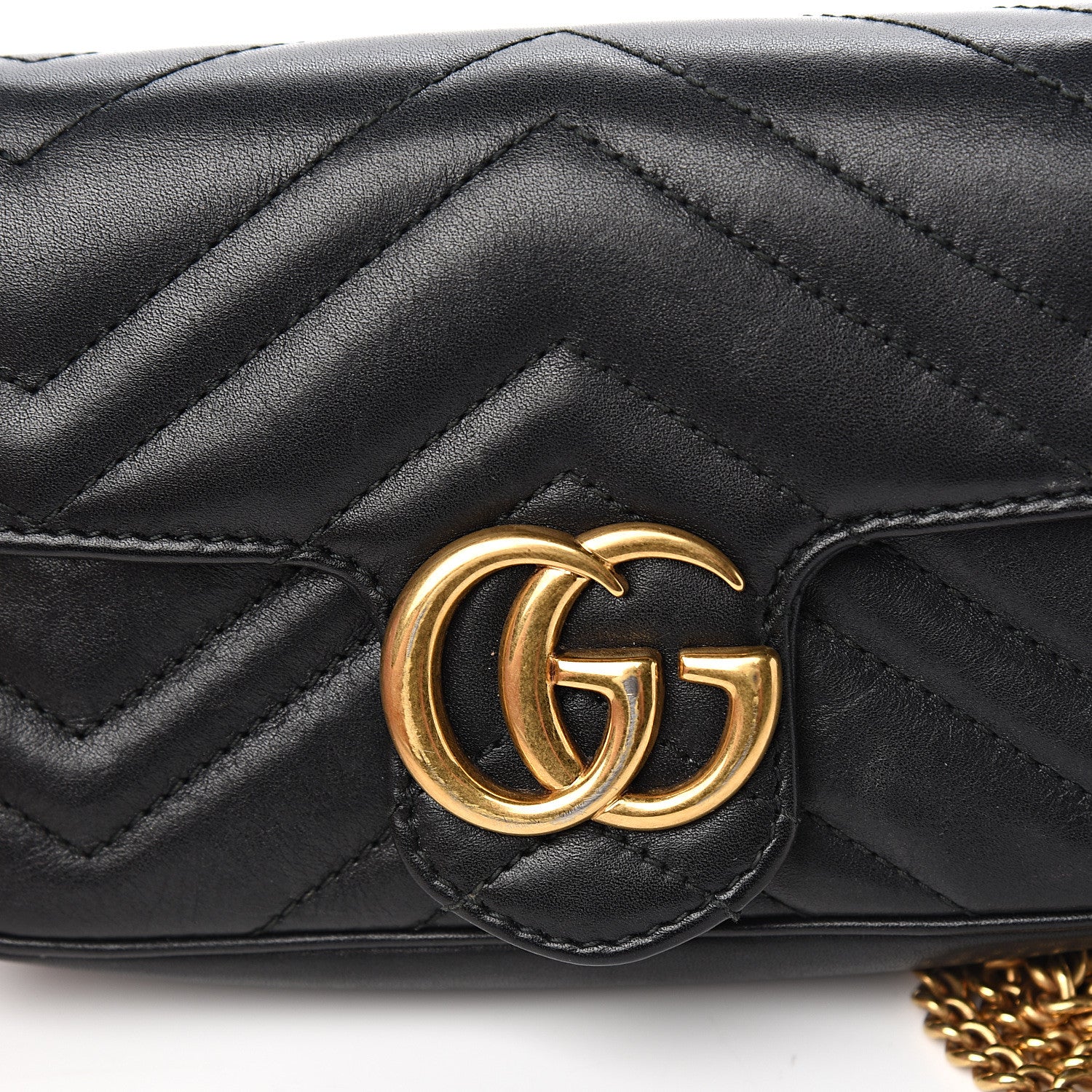 Gucci Calfskin Matelasse Super Mini GG Marmont Shoulder Bag Black 9 of 11