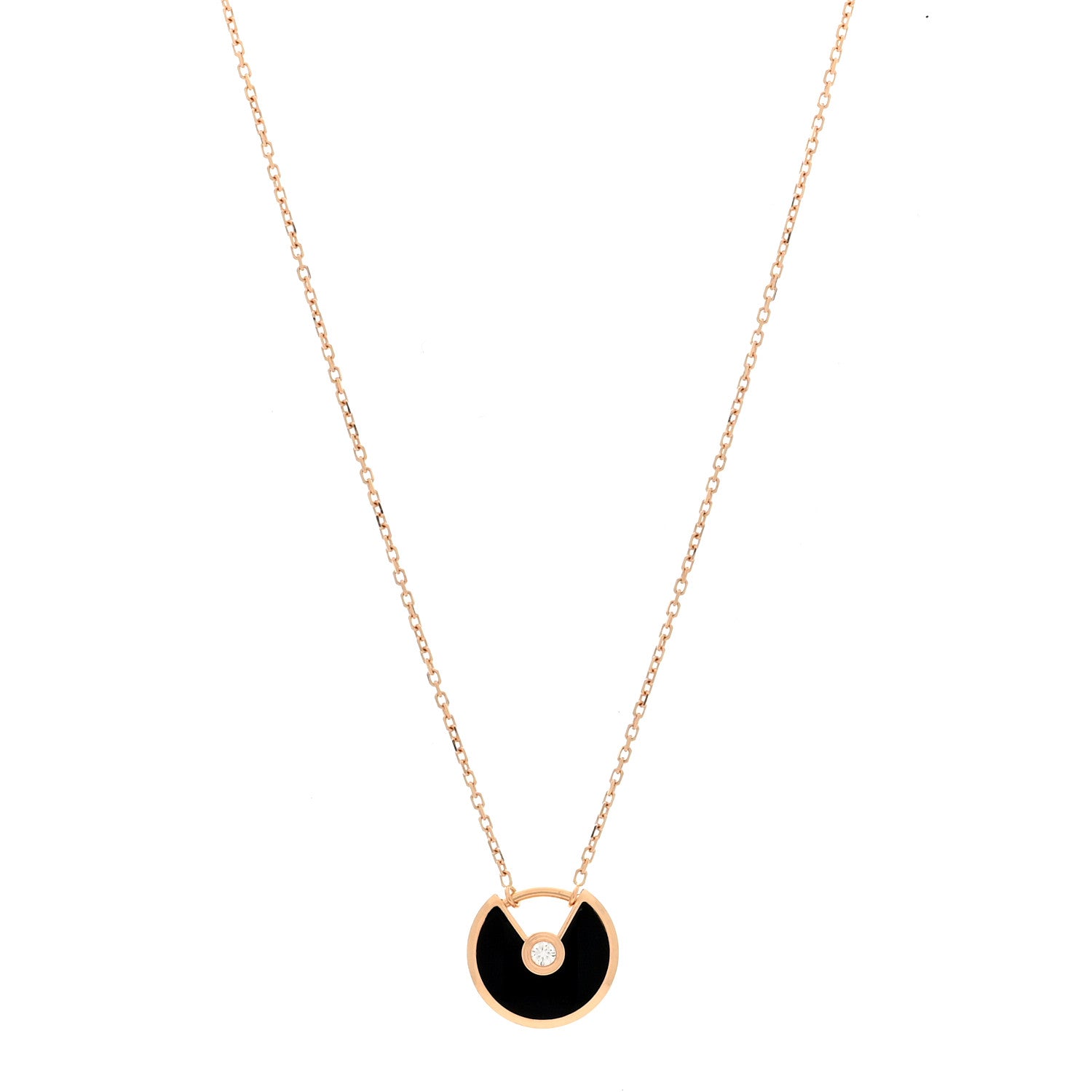 Cartier 18K Pink Gold Diamond Black Onyx XS Amulette de Cartier Pendant Necklace 1 of 4