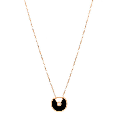 Cartier 18K Pink Gold Diamond Black Onyx XS Amulette de Cartier Pendant Necklace 1 of 4