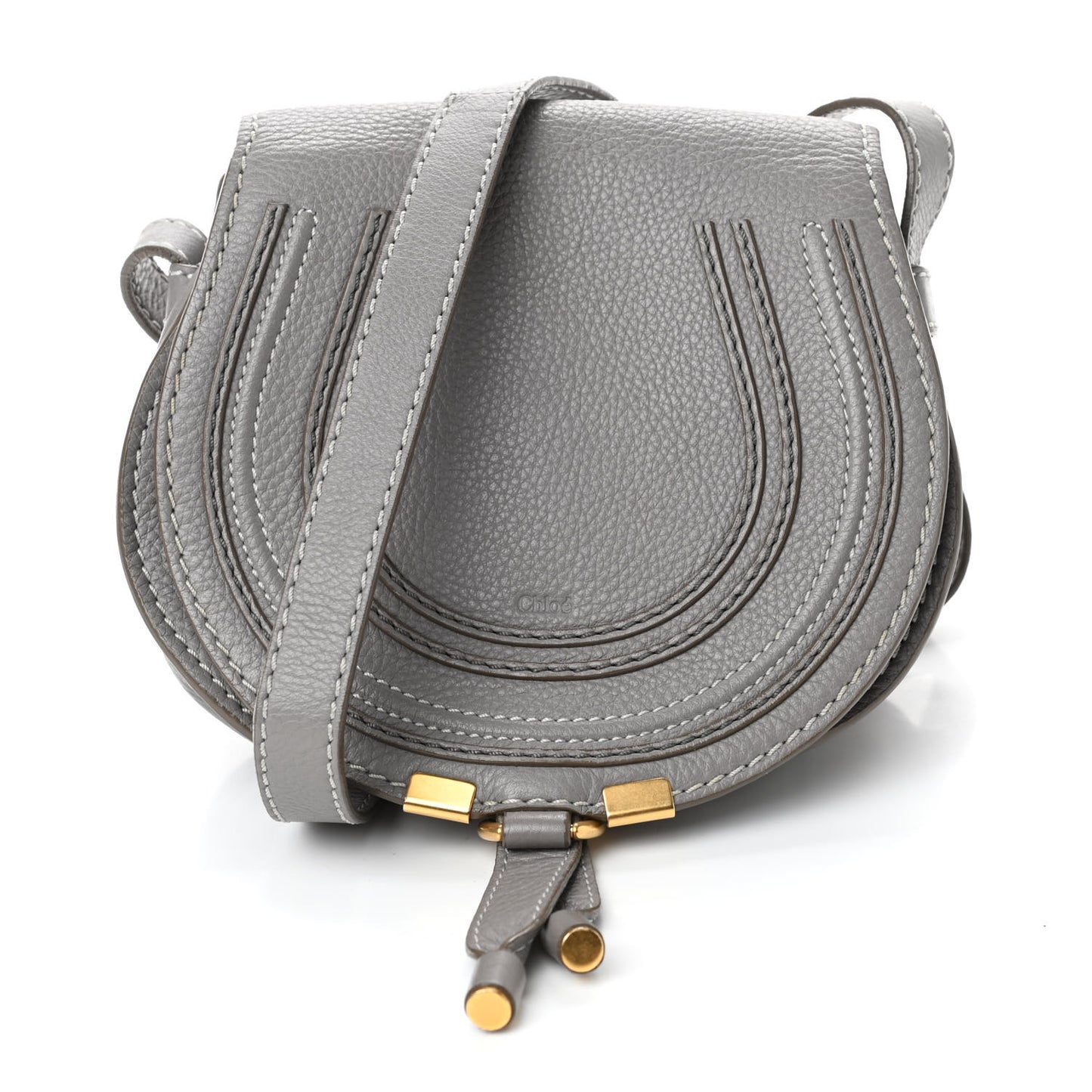 Calfskin Mini Marcie Round Crossbody Bag Cashmere Grey
