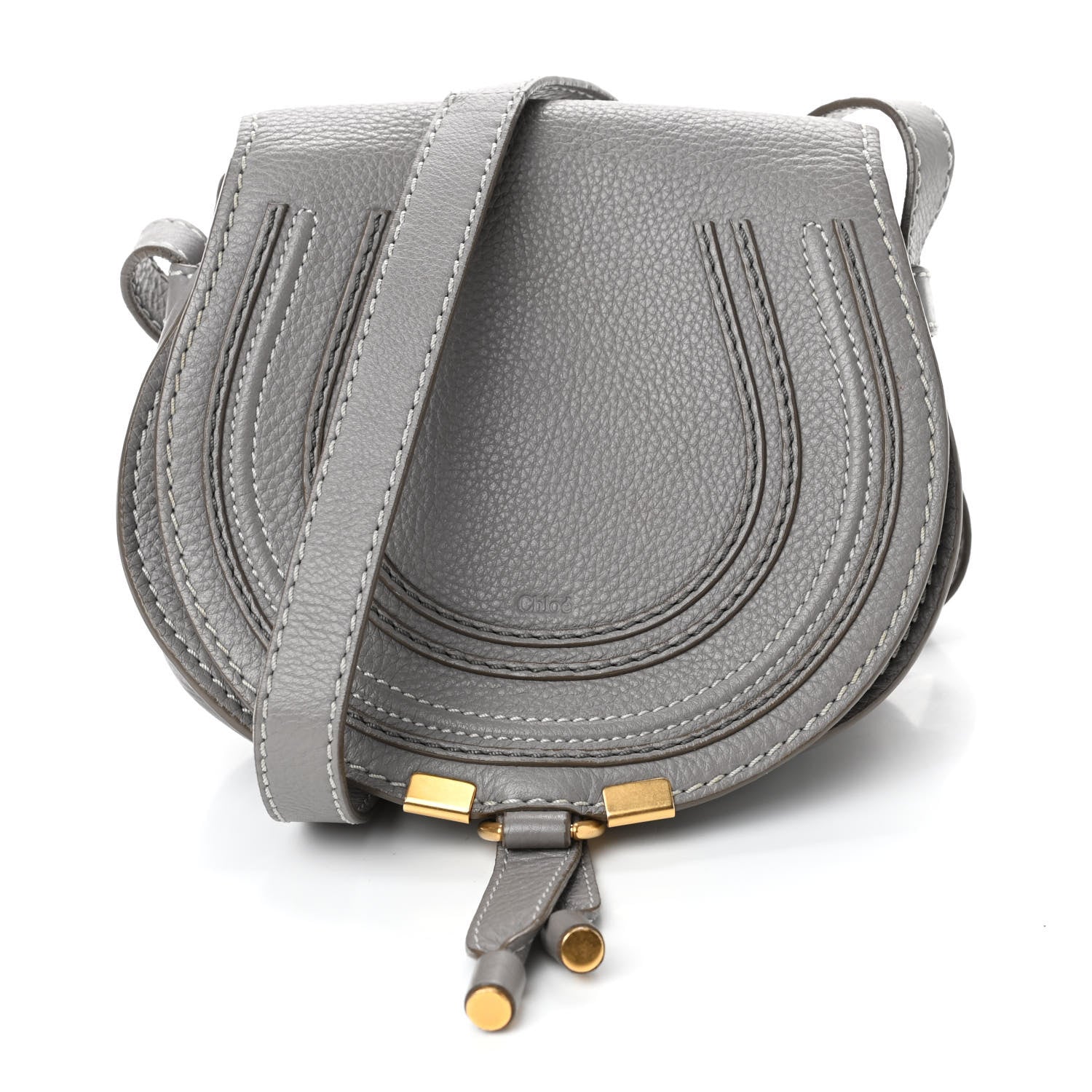 Chloe Calfskin Mini Marcie Round Crossbody Bag Cashmere Grey 1 of 4